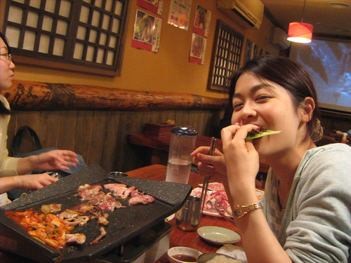 Iyo enjoying Korean BBQ