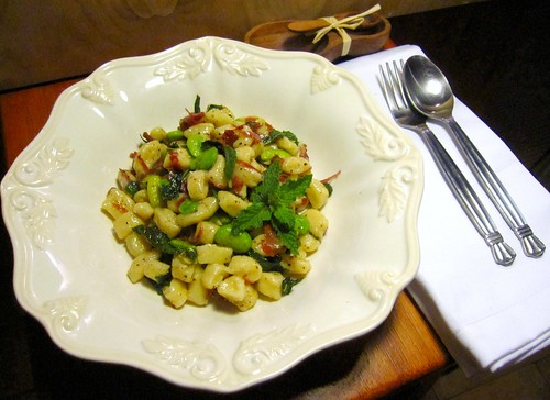 Little Gnocchi with Favas, Bresaola and Mint Brown Butter