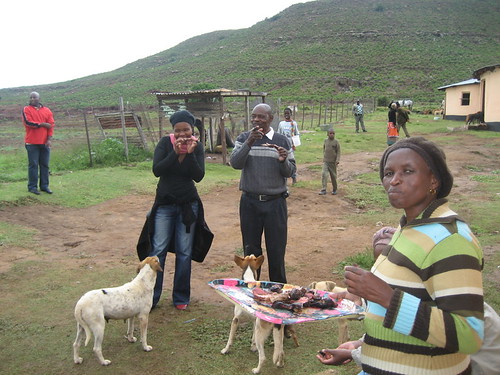 Fikiswa, Themba and Nokulunga eating Mr Sheep