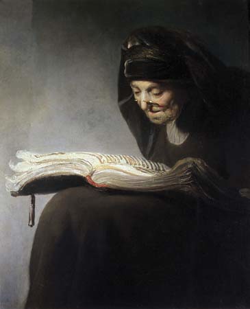 Rembrandt van Rijn, Rembrandt’s Mother Reading, 1629 by Gatochy