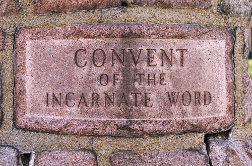 Former Incarnate Word Convent, at the University of Missouri - Saint Louis, in Normandy, Missouri, USA - entrance marker