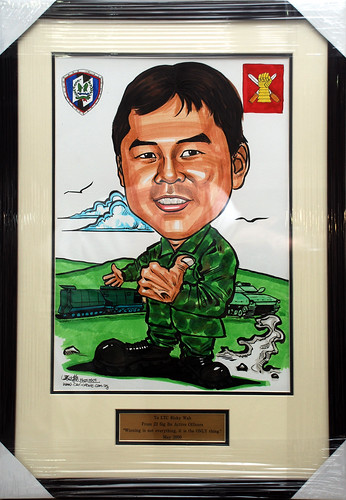 Caricature for Singapore Armed Forces frame with engraving
