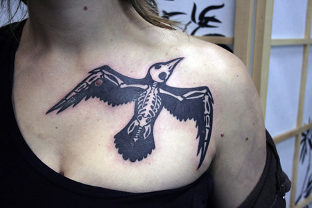 skeleton tattoos. crow skeleton