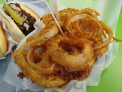barker's red hots - onion rings