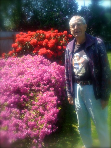 Rudy with his azalea and rhodie