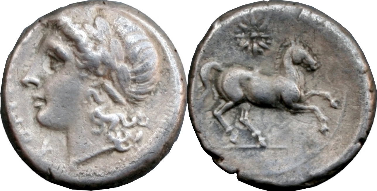 15/1 #0649-70 Pre-den Apollo Horse star Didrachm