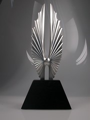 The new GLAAD Media Awards Statuette which was unveiled at the New York event, designed by Society Awards