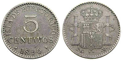 1836 Puerto Rico Five Centavos