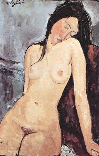Modigliani Portrait of a Nude Woman Satisfied, for the Moment, with Herself Alone by griffinlb