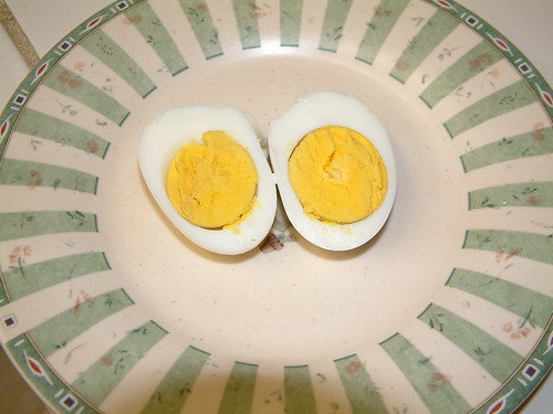 2 halves of a hard boiled egg