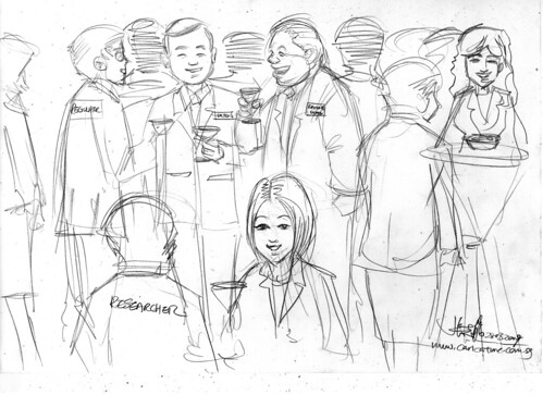 Cartoon illustration - networking revised pencil sketch 1