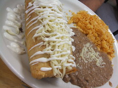 Chimichanga with beans and rice