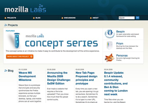 Labs.mozilla.com home page