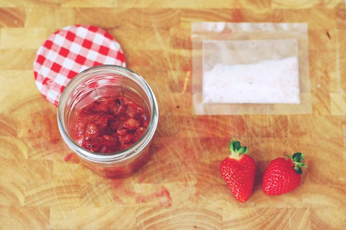 roasted balsamic strawberries + sakura sugar