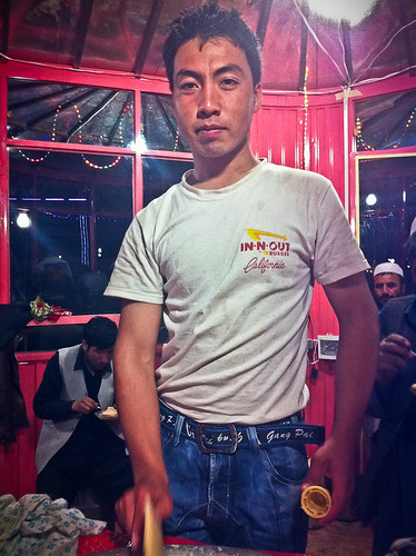 Afghan Ice Cream Vendor in In-N-Out t-shirt