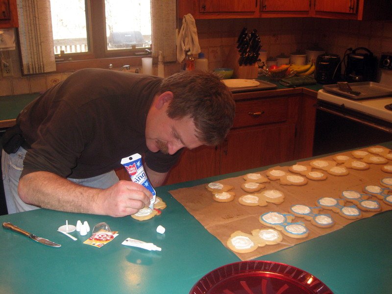 Kyle's father making cookies