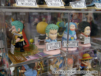 Figurines of characters from the pirate-themed manga, One Piece
