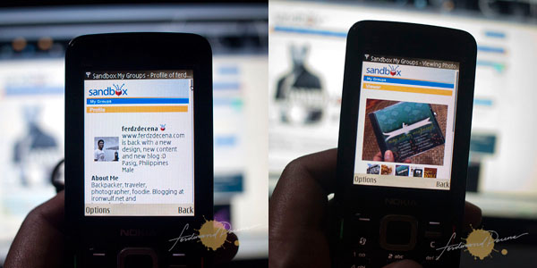 Sandbox Mobile Screens (Profile on left and Photo Viewer on right)