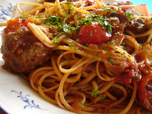 spaghetti with meatballs.