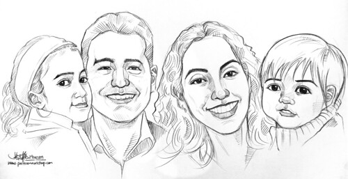 family caricatures in pencil (simple sketch)