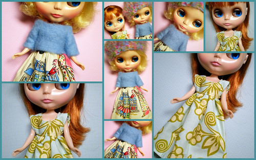 Collage of Dollies in New Dresses