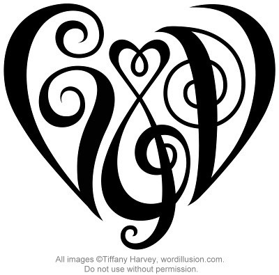 heart tattoo with initials. quot;Camp;Vquot; Heart Design