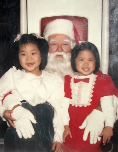 Irene and Christina with Santa - 1986