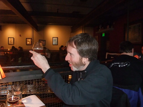 Chris Devlin (aka Beer Retard) geeking out during the Hard Liver judging. Hes such a beer douche:-)