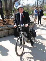 Mayor Darwin Hindman rides his bicycle most everywhere he goes
