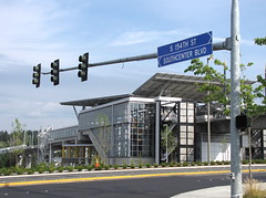 The Tukwila station as seen from International Boulevard. Photo by Wendi.