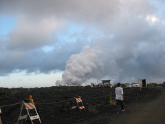 a 1 mile walk to see the lava entering the ocean