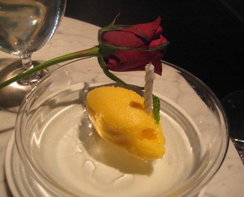 Tangerine Sorbet with Rose @ The Bazaar by Jose Andres by you.