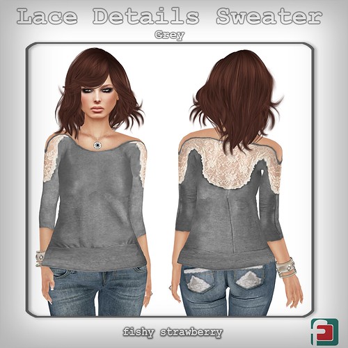 Lace Details Sweater Grey by Fae Eriksen