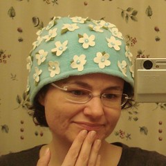 Me and my new hat, McCalls 4664, embellished with flower power!