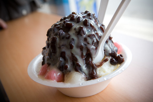 red bean shaved ice with mochi!