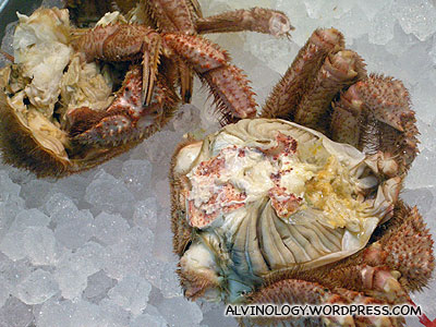 Live hairy crabs - ripped open