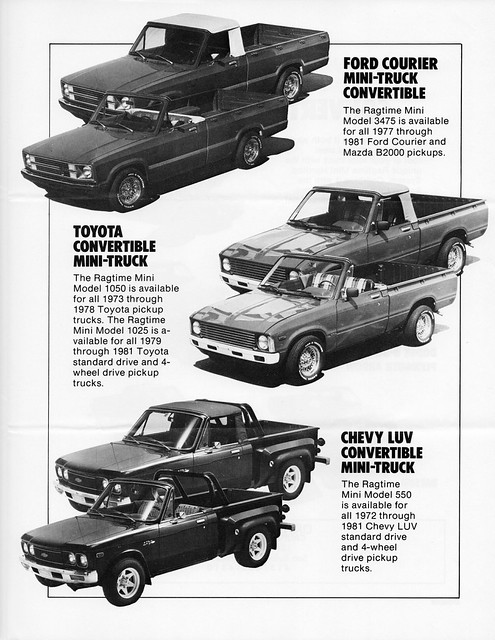 ford chevrolet truck convertible pickup mini chevy luv toyota 1981 courier brochure ragtime