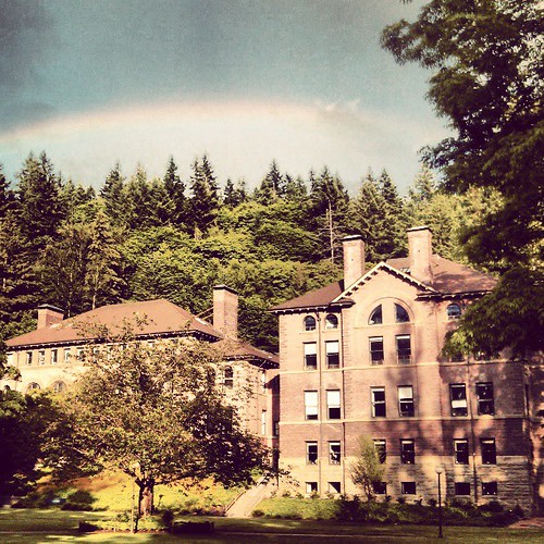 This beautiful rainbow, which appeared over Old Main yesterday, was captured by graduating student Sarahgail Vanderpool. Congrats to her and to all whose hard work at Western pays off this week!