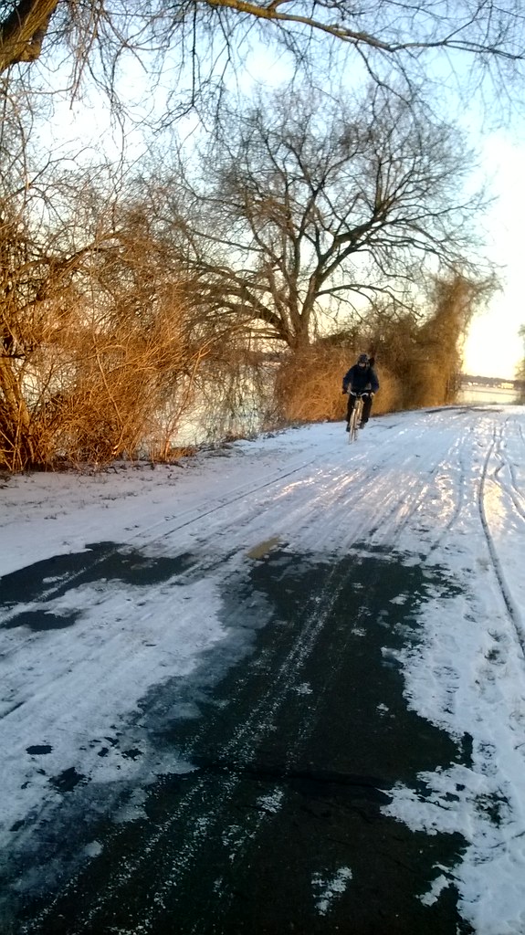 : Rider coming other way with icy trail