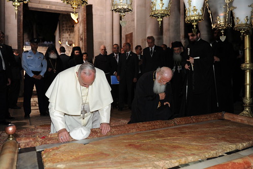 Ecumenical Patriarch Bartholomew And Pope Francis Pray Together At Holy Sepulcher