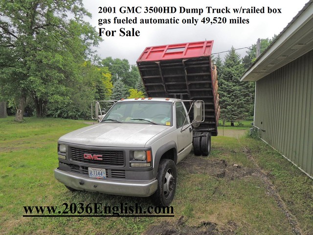 2001 forsale dumptruck automatic gmc3500hd 520miles wrailedbox gasfueled only49