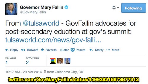 Latest Tweet from Oklahoma Governor Mary by Wesley Fryer, on Flickr