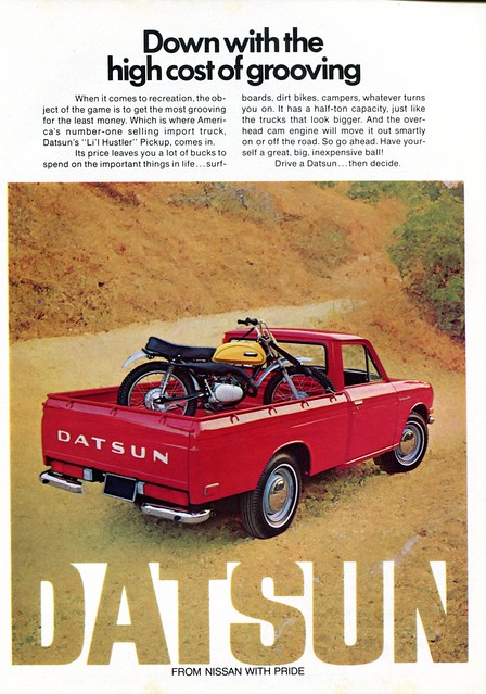 hot truck magazine pickup advertisement lil april rod hustler 1972 datsun senseialan