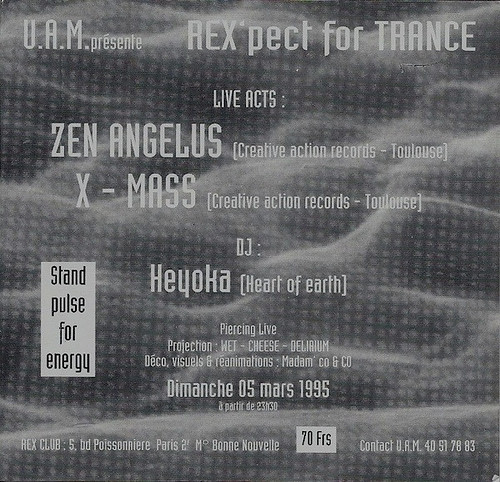 Patrice Heyoka - Flyer 03/05/1995 - UAM "Rex'pect for Trance" @ Rex Club (Paris) <a style="margin-left:10px; font-size:0.8em;" href="http://www.flickr.com/photos/110110699@N03/11325129053/" target="_blank">@flickr</a>