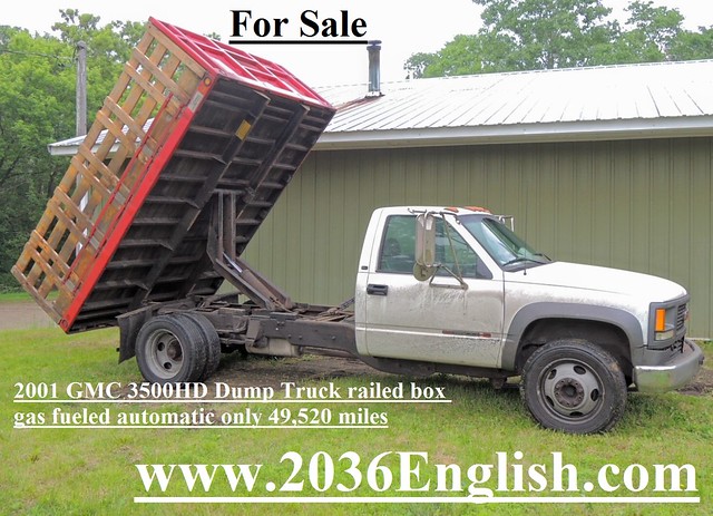 2001 for forsale sale dumptruck automatic gmc3500hd 520miles wrailedbox gasfueled only49 only49520miles