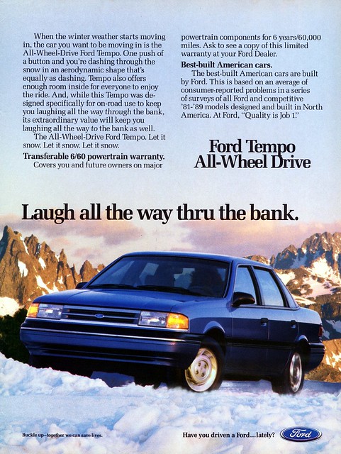 ford wheel drive all ad tempo 1990