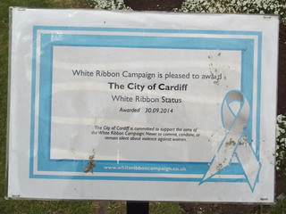 Cardiff Castle - Kingsway, Cardiff - White Ribbon Status - sign
