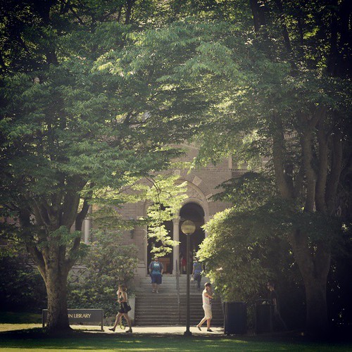 Wilson Library on a windy summer day evocative of early fall. We're halfway through summer quarter, folks. #wwu