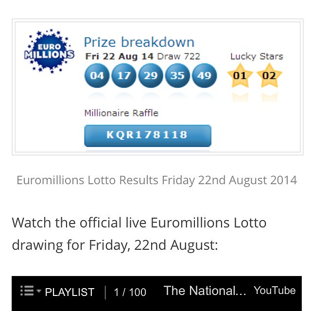 Euromillions lotto results Friday 22nd august 2014. Visit www.lotto-results-online.com for more information and to watch the live draw.