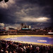 Storm clouds roll over Wrigley Field